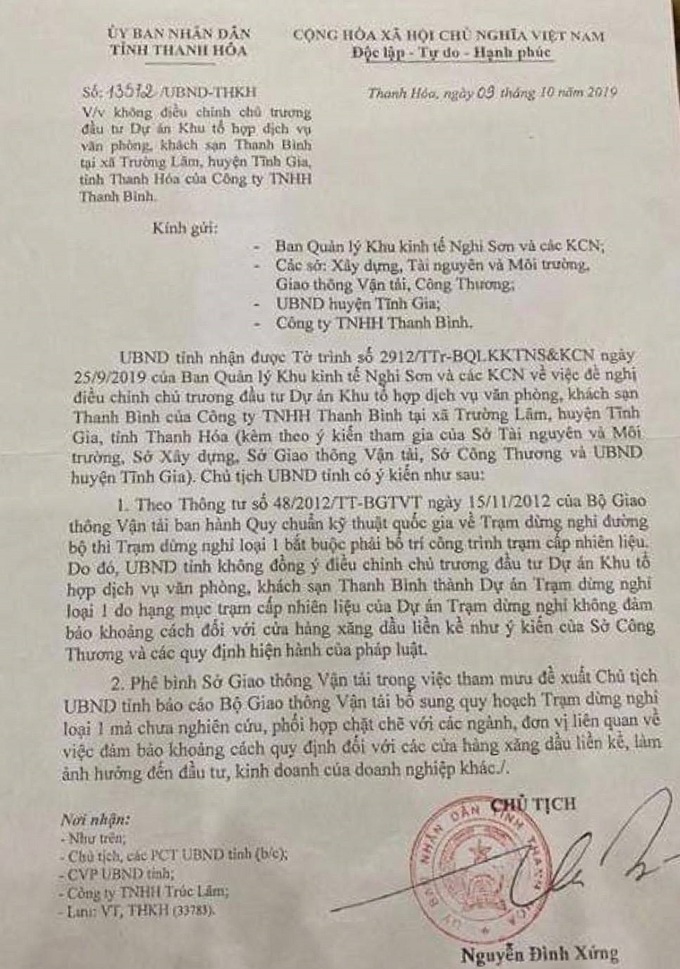 Công ty Thanh Bình xin đầu tư hạng mục Trạm cấp nhiên liệu không đảm bảo an toàn phòng, chống cháy nổ - Ảnh 1.