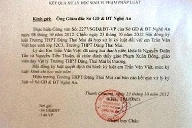 Đình chỉ 1 năm học đối với học sinh đánh thầy giáo