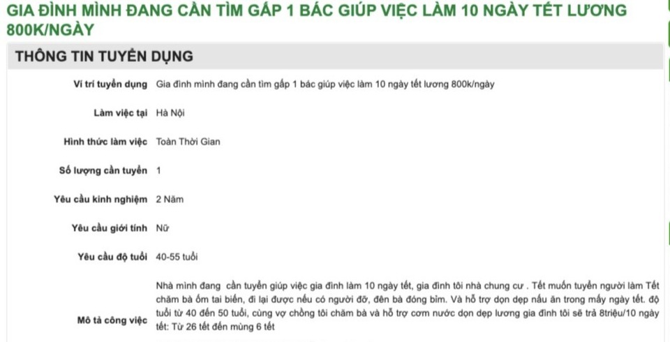Thuê giúp việc dịp Tết: Chi tiền triệu mỗi ngày, nhưngbói không ra người - 2 Thuê giúp việc dịp Tết: Chi tiền triệu mỗi ngày, nhưngbói không ra người - 2
