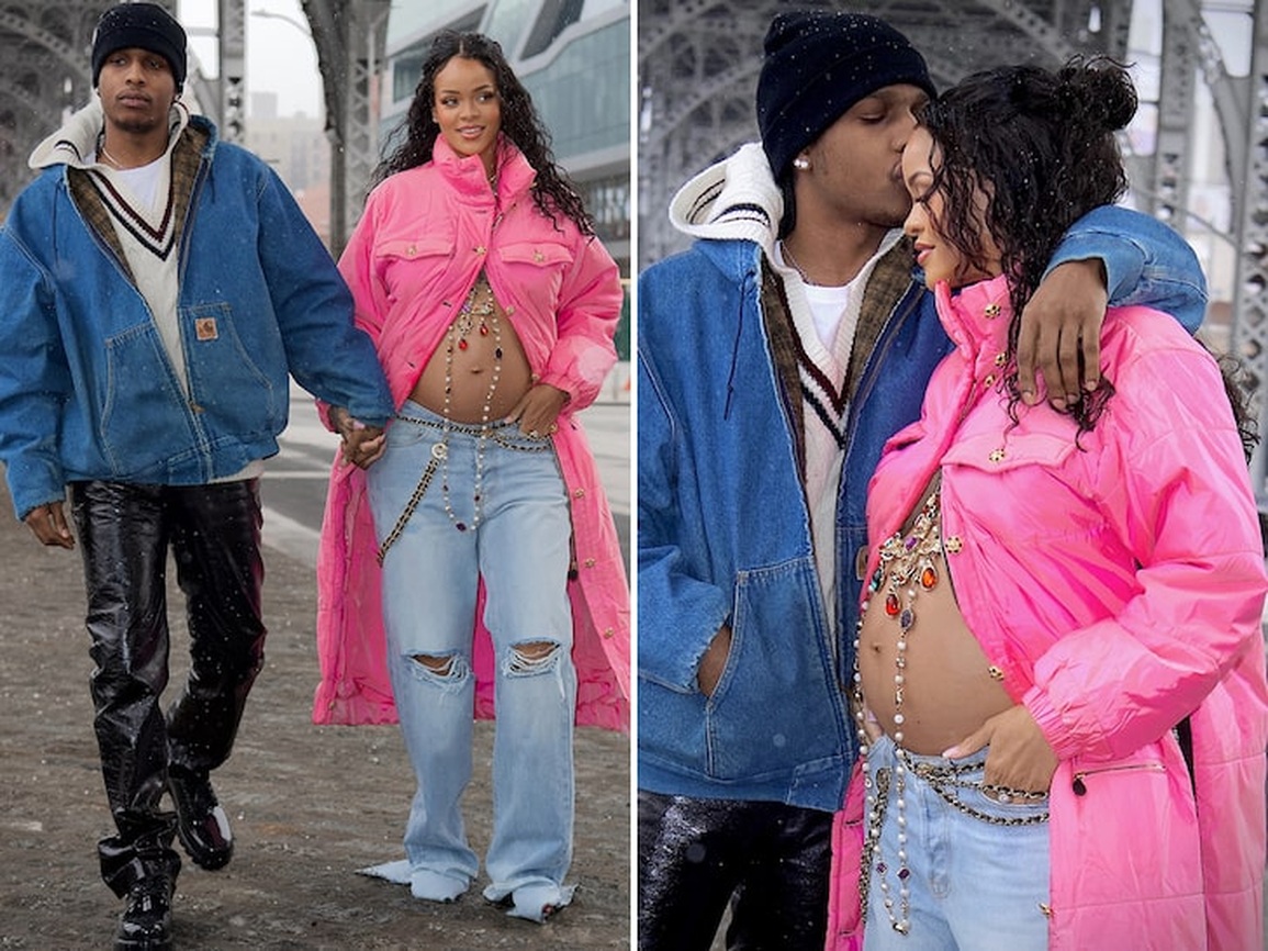 Rihanna bất ngờ lộ bụng bầu trên phố - 1 Rihanna bất ngờ lộ bụng bầu trên phố - 1