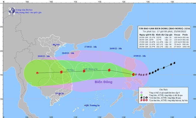 Dự báo vị trí và đường đi của bão số 4. Ảnh: Trung tâm DBKTTV quốc gia