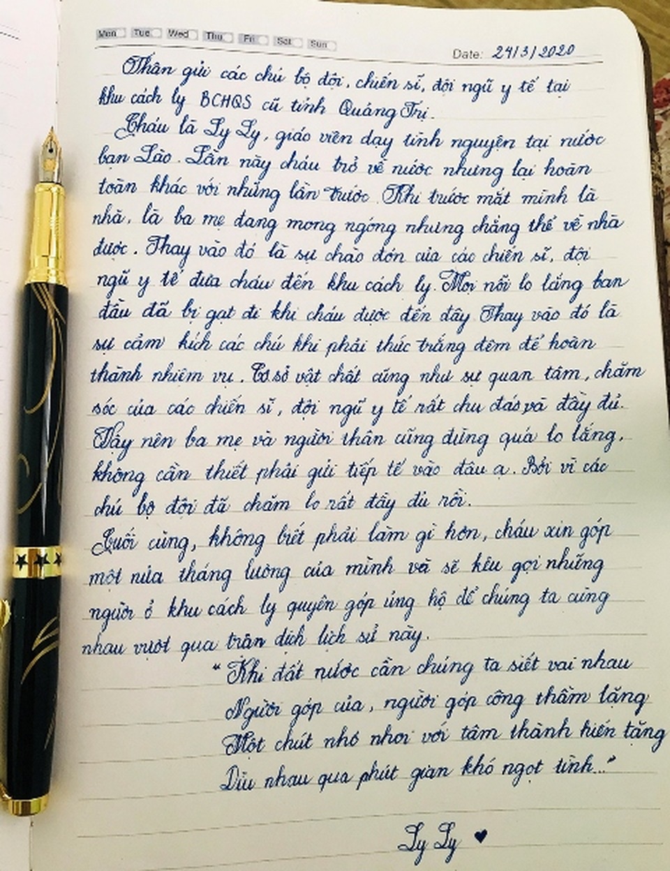 Từ nơi cách ly, cô giáo trẻ gửi thư cảm ơn đội ngũ bộ đội, y tế - 3 Từ nơi cách ly, cô giáo trẻ gửi thư cảm ơn đội ngũ bộ đội, y tế - 3