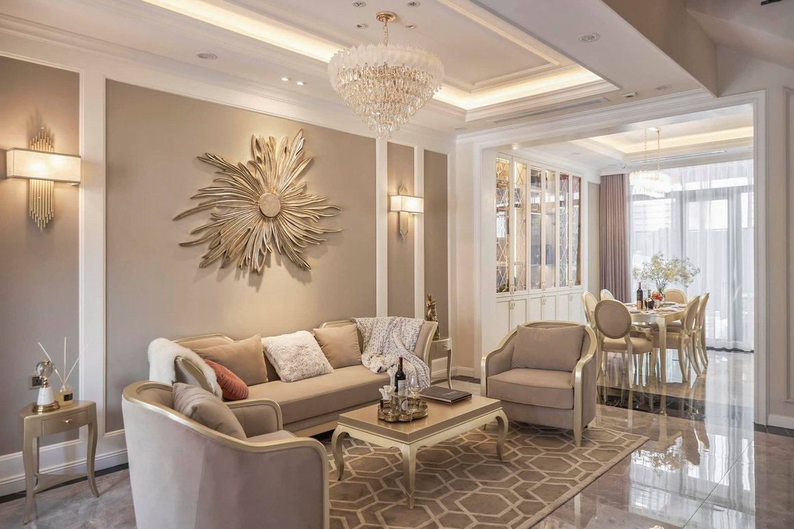Căn biệt thự đẹp lung linh với nội thất màu Champagne, lạ mà cuốn hút - 4 Căn biệt thự đẹp lung linh với nội thất màu Champagne, lạ mà cuốn hút - 4