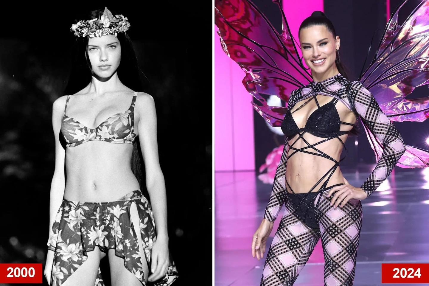 Adriana Lima (43 tuổi) trở lại sau 6 năm rời hãng. Siêu mẫu Brazil là người nhận được sự cổ vũ nhiệt tình của khán giả. Người đẹp 3 con lọt danh sách siêu mẫu được trả nhiều tiền nhất thế giới từ năm 2012. Hiện, siêu mẫu cá tính làm gương mặt đại diện cho nhiều thương hiệu. "Show diễn năm nay giống như cuộc đoàn tụ gia đình", cô chia sẻ với People (Ảnh: Page Six).