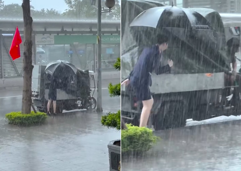 Clip “cô gái giúp đỡ người khác trong cơn mưa tầm tã” gây cảm động tuần qua