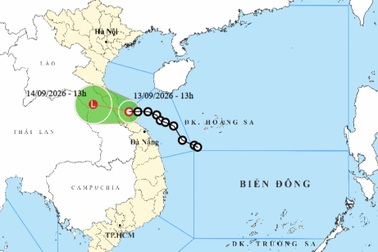 Áp thấp nhiệt đới trên vùng biển ven bờ Quảng Trị, sắp vào đất liền