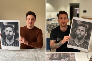 Xúc động trước những bức tranh vẽ Messi và Maradona