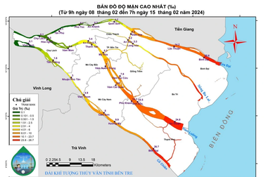 Hạn mặn gay gắt, người dân phải mua nước ngọt 100.000 đồng/m3