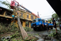 Người dân chung tay cùng dọn dẹp phố cổ Hội An, khắc phục hậu quả do bão