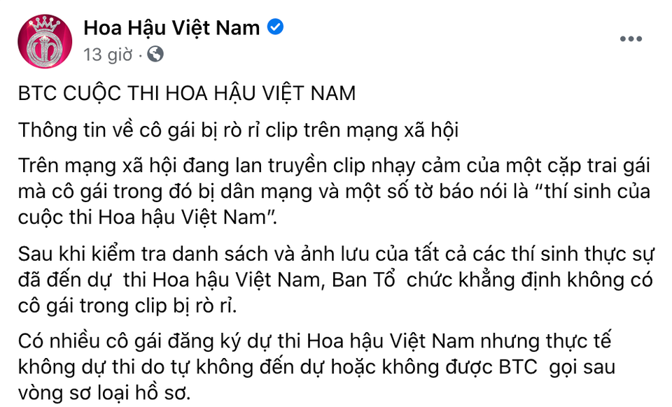 BTC Hoa hậu Việt Nam chính thức lên tiếng về hot girl bị lộ clip nóng - 1 BTC Hoa hậu Việt Nam chính thức lên tiếng về hot girl bị lộ clip nóng - 1