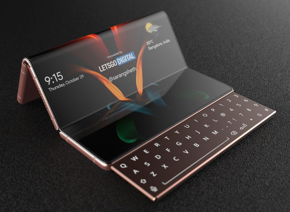 Độc đáo ý tưởng smartphone màn hình gập với bàn phím trượt của Samsung - 3 Độc đáo ý tưởng smartphone màn hình gập với bàn phím trượt của Samsung - 3
