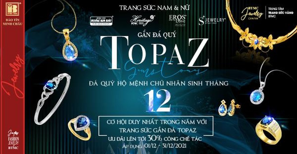 Trang sức Blue Topaz, xanh an lành mùa lễ hội từ Bảo Tín Minh Châu - 1 Trang sức Blue Topaz, xanh an lành mùa lễ hội từ Bảo Tín Minh Châu - 1