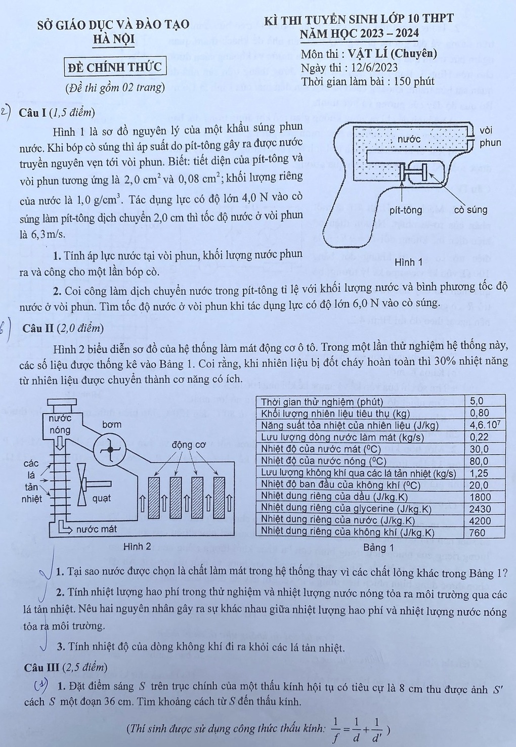 Đề thi vật lý lớp 10 chuyên tại Hà Nội lại sự cố... in nhầm - 1 Đề thi vật lý lớp 10 chuyên tại Hà Nội lại sự cố... in nhầm - 1