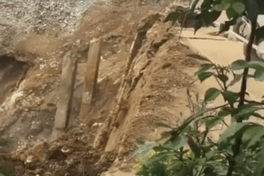 Kinh hoàng cảnh sạt lở cạnh khách sạn đang thi công ở Sa Pa