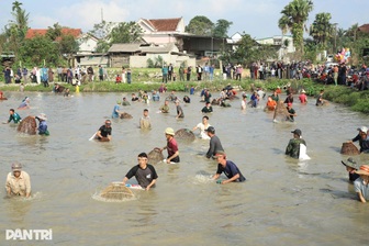 Hơn 100 người lội ao, quây bắt cá to nhận thưởng tiền triệu