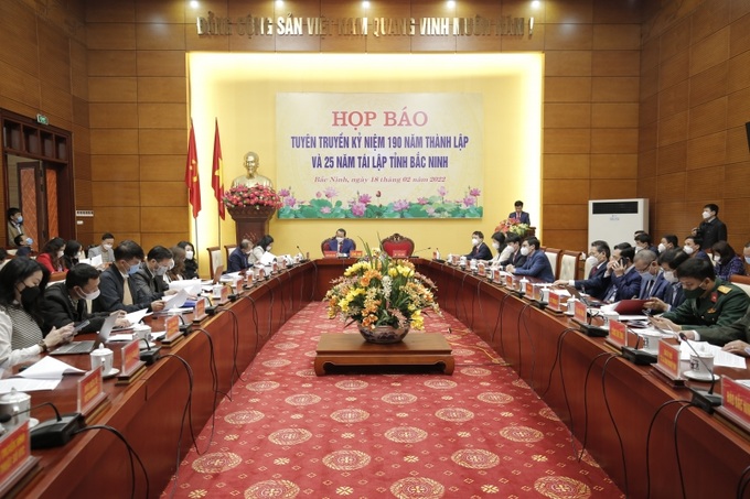 Họp báo tuyên truyền kỷ niệm 190 năm thành lập và 25 năm tái lập tỉnh Bắc Ninh được Tỉnh ủy Bắc Ninh tổ chức sáng nay (18/2).
