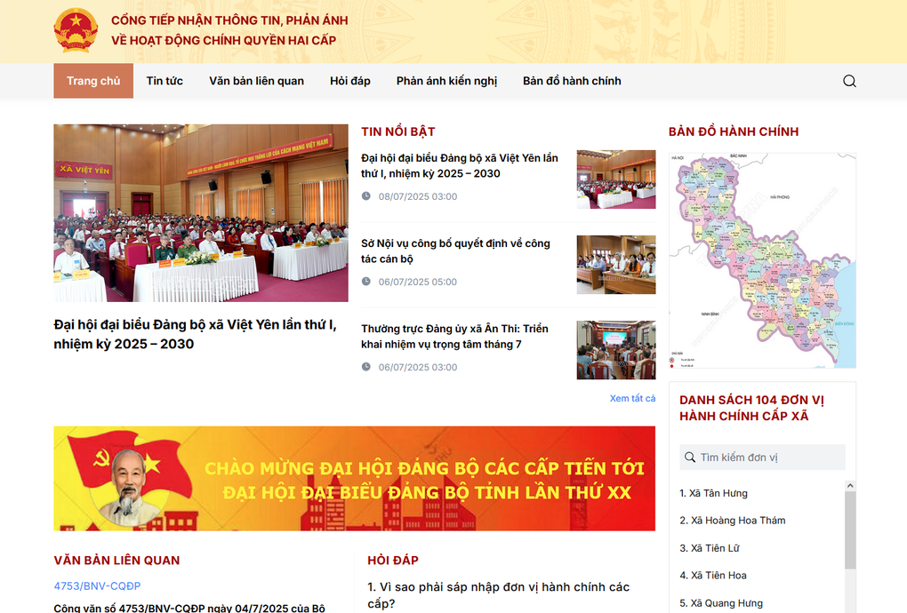 Lập website tiếp nhận thông tin, phản ánh về hoạt động chính quyền hai cấp - 1 Lập website tiếp nhận thông tin, phản ánh về hoạt động chính quyền hai cấp