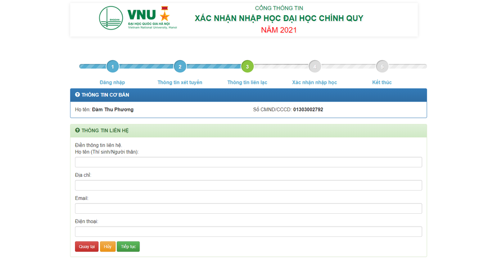 Thí sinh xác nhận nhập học trực tuyến vào ĐH Quốc gia Hà Nội từ ngày 17/9 - 4 Thí sinh xác nhận nhập học trực tuyến vào ĐH Quốc gia Hà Nội từ ngày 17/9 - 4