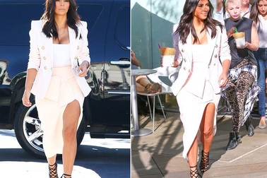 Kim Kardashian thanh lịch với gam màu trắng