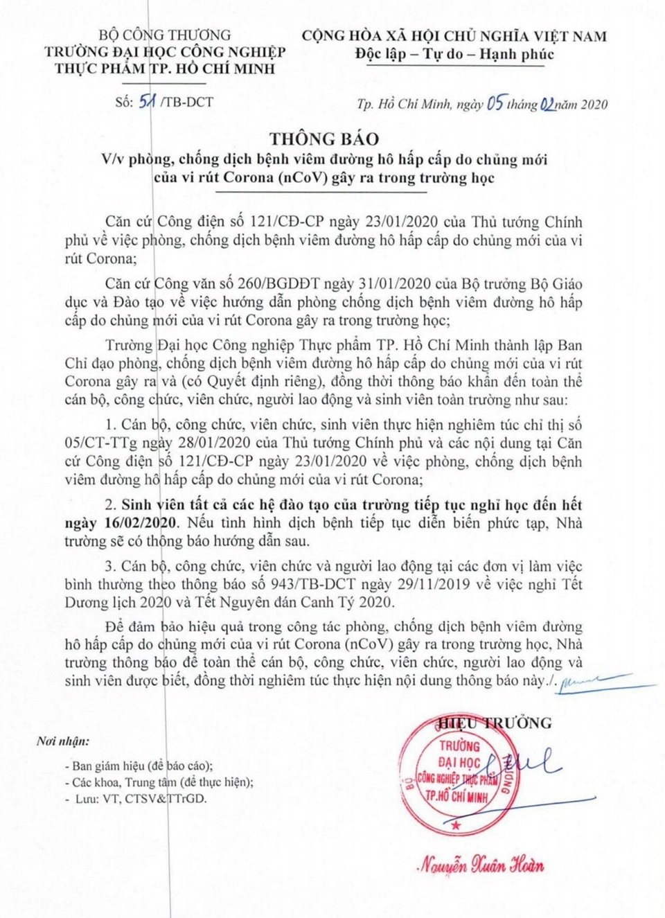 Nhiều trường ĐH tiếp tục cho sinh viên nghỉ thêm đến ngày 16/2 tránh virus corona - 2 Nhiều trường ĐH tiếp tục cho sinh viên nghỉ thêm đến ngày 16/2 tránh virus corona - 2