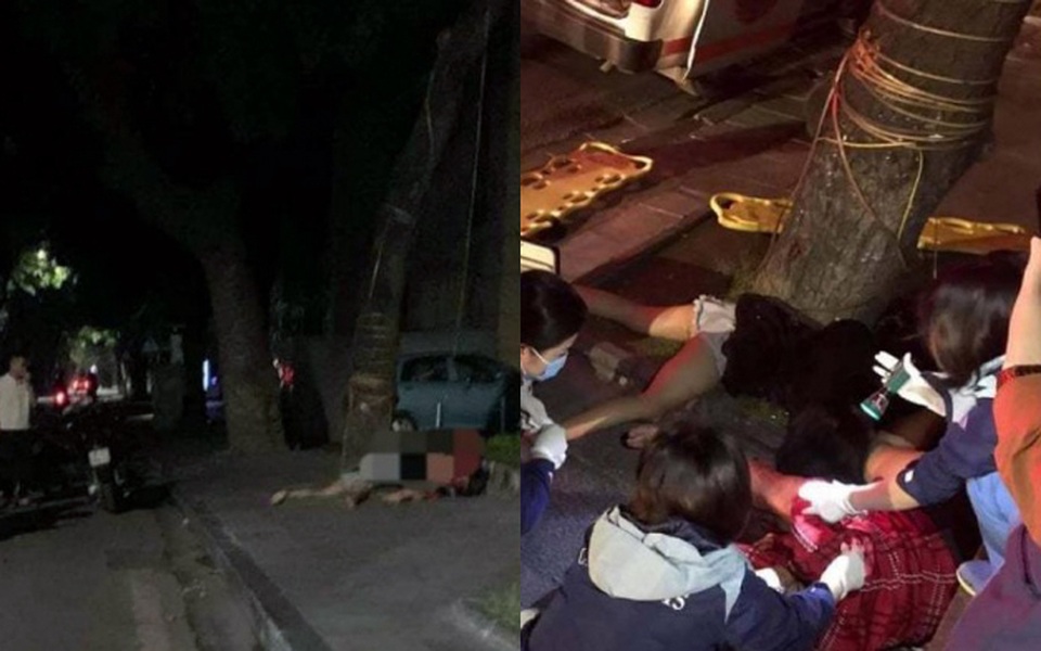 Hà Nội: Xe máy đâm thẳng vào gốc cây, hai cô gái trẻ thương vong - 1