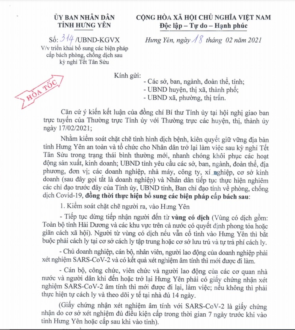Hưng Yên dừng tiếp nhận người đến từ Hải Dương - 2 Hưng Yên dừng tiếp nhận người đến từ Hải Dương - 2