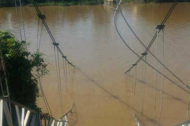 Sập cầu treo, 4 người rơi xuống sông Đồng Nai