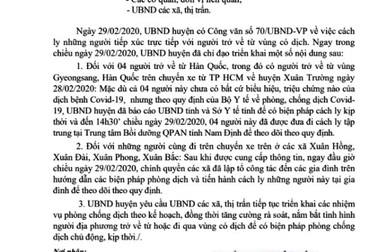 Yêu cầu cách ly với những người đi cùng xe với sinh viên từ Hàn quốc trở về