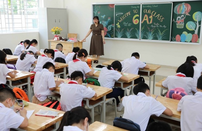 Học sinh khối lớp 6, trường THCS Dương Xá, huyện Gia Lâm. Ảnh minh họa: Thanh Tùng/TTXVN