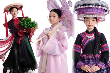 Người mẫu 10 tuổi hóa thân thành thiếu nữ các vùng miền