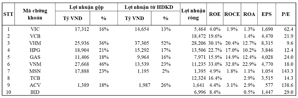 Soi chỉ số sinh lời của 10 công ty vốn hóa lớn nhất sàn chứng khoán Việt - 2 Soi chỉ số sinh lời của 10 công ty vốn hóa lớn nhất sàn chứng khoán Việt - 2