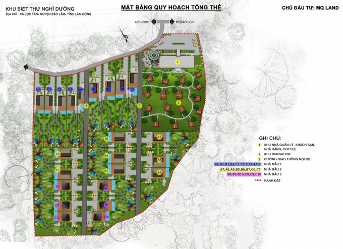 Phối cảnh dự án Khu biệt thự nghỉ dưỡng được MQ Land vẽ ra để rao bán.