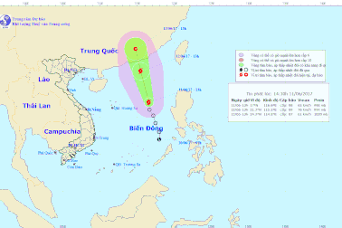 Áp thấp nhiệt đới trên Biển Đông mạnh lên thành bão số 1