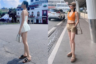 Mẫu dép hàng hiệu giúp Lệ Quyên thoải mái sau nhiều giờ đi giày cao gót