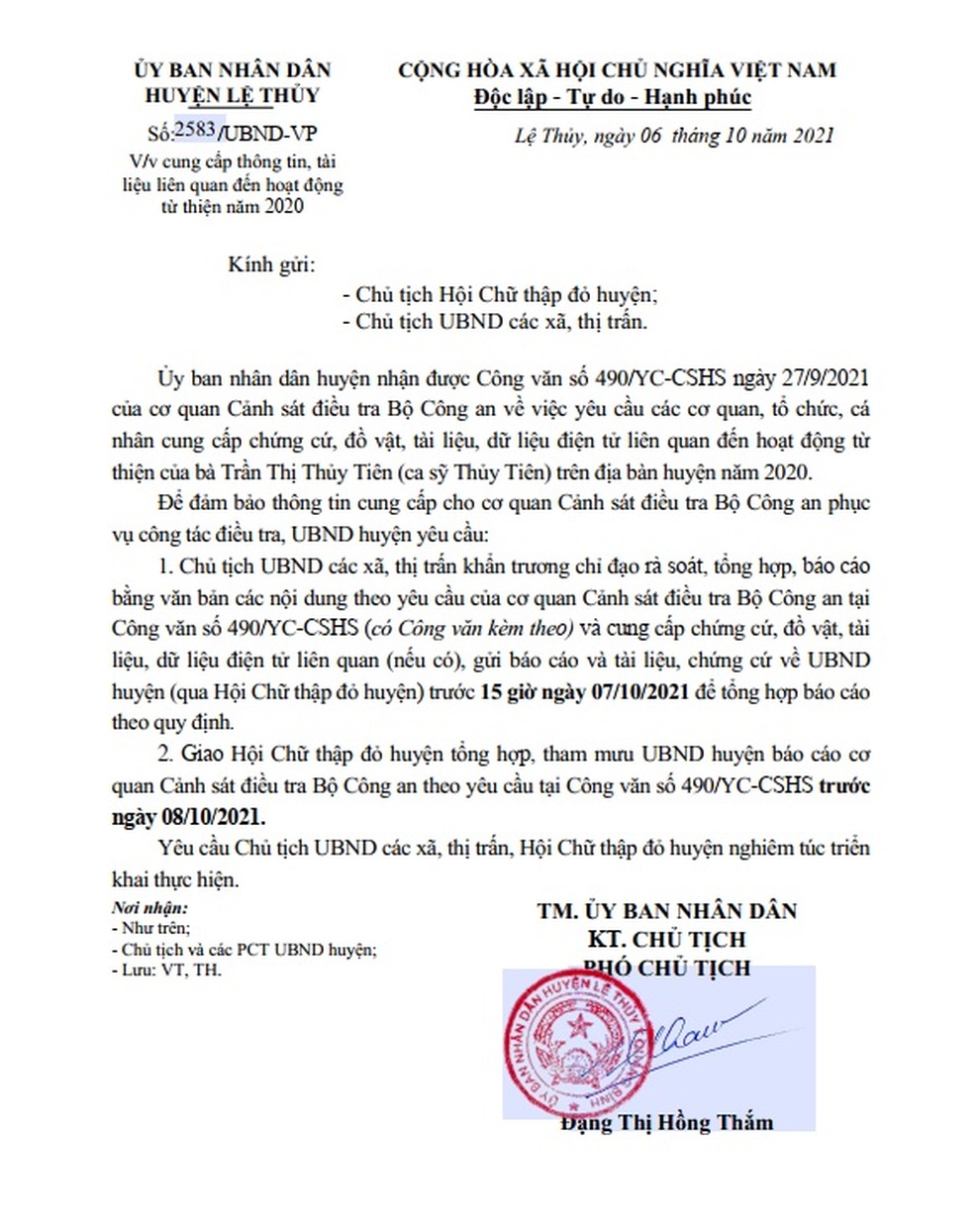 Quảng Bình rà soát hoạt động từ thiện của ca sĩ Thủy Tiên để gửi Bộ Công an - 1 Quảng Bình rà soát hoạt động từ thiện của ca sĩ Thủy Tiên để gửi Bộ Công an - 1