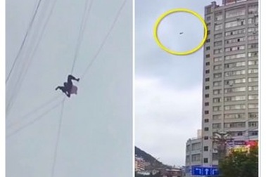 Định quỵt tiền khách sạn, đu dây điện thoại trốn không ngờ bị treo lơ lửng bên ngoài