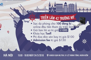 800 học bổng  tại Triển lãm Du học 42 trường Mỹ tháng 3 2018