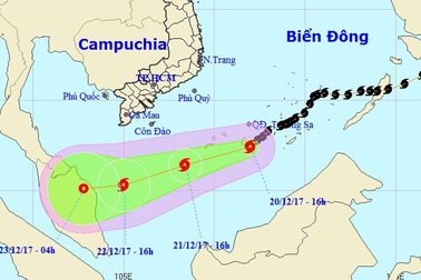 Bão Kai-tak giật cấp 11 quần thảo trên biển gần Trường Sa
