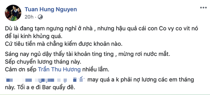 Tuấn Hưng hí hửng khoe được vợ trả lương nghỉ dịch, bạn bè nhìn ảnh đoán ngay khoản tiền khủng lên tới 9 con số - Ảnh 2.