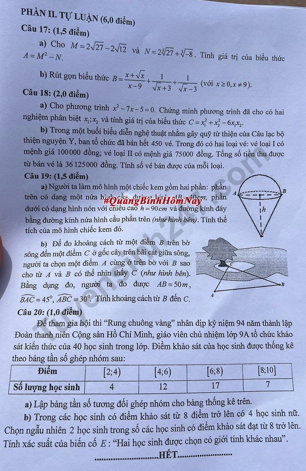 Đáp án tất cả các môn thi vào lớp 10 năm 2025 của tỉnh Quảng Bình - 7 Đáp án tất cả các môn thi vào lớp 10 năm 2025 của tỉnh Quảng Bình - 7
