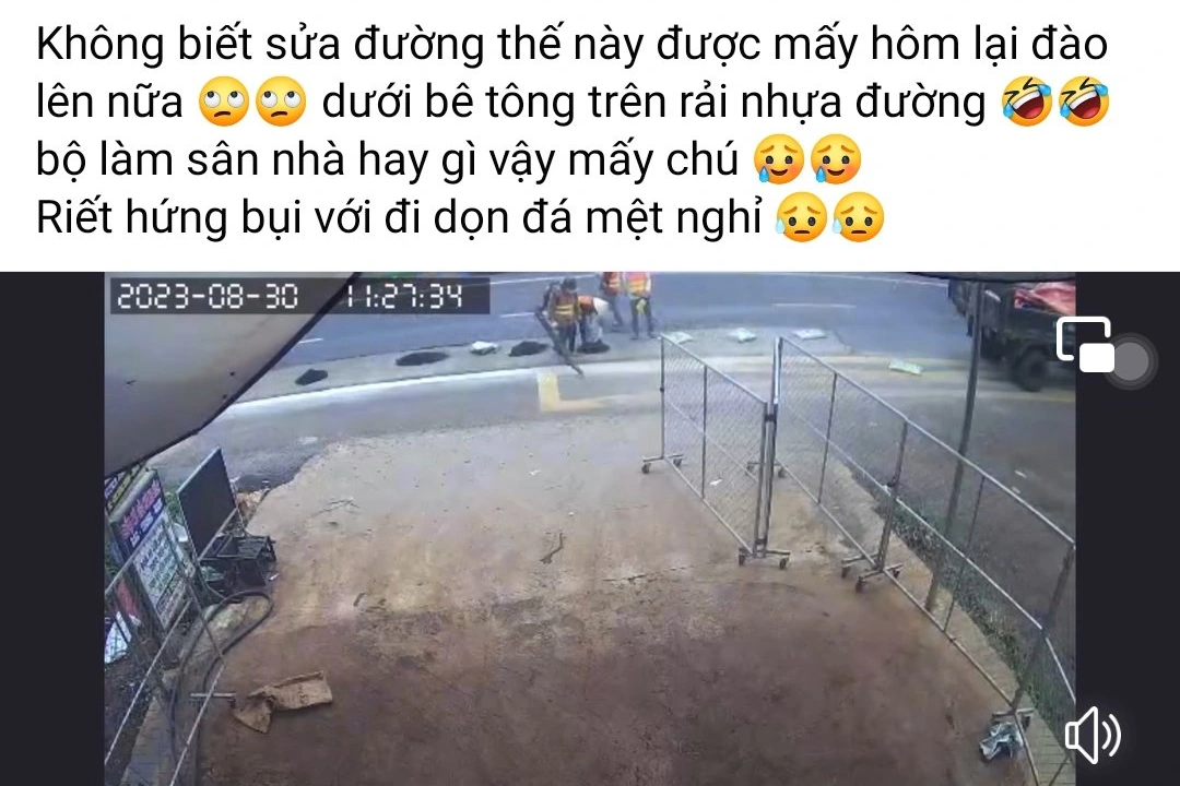 Kỳ lạ dùng... xi măng trám ổ gà trên quốc lộ 14 - 2