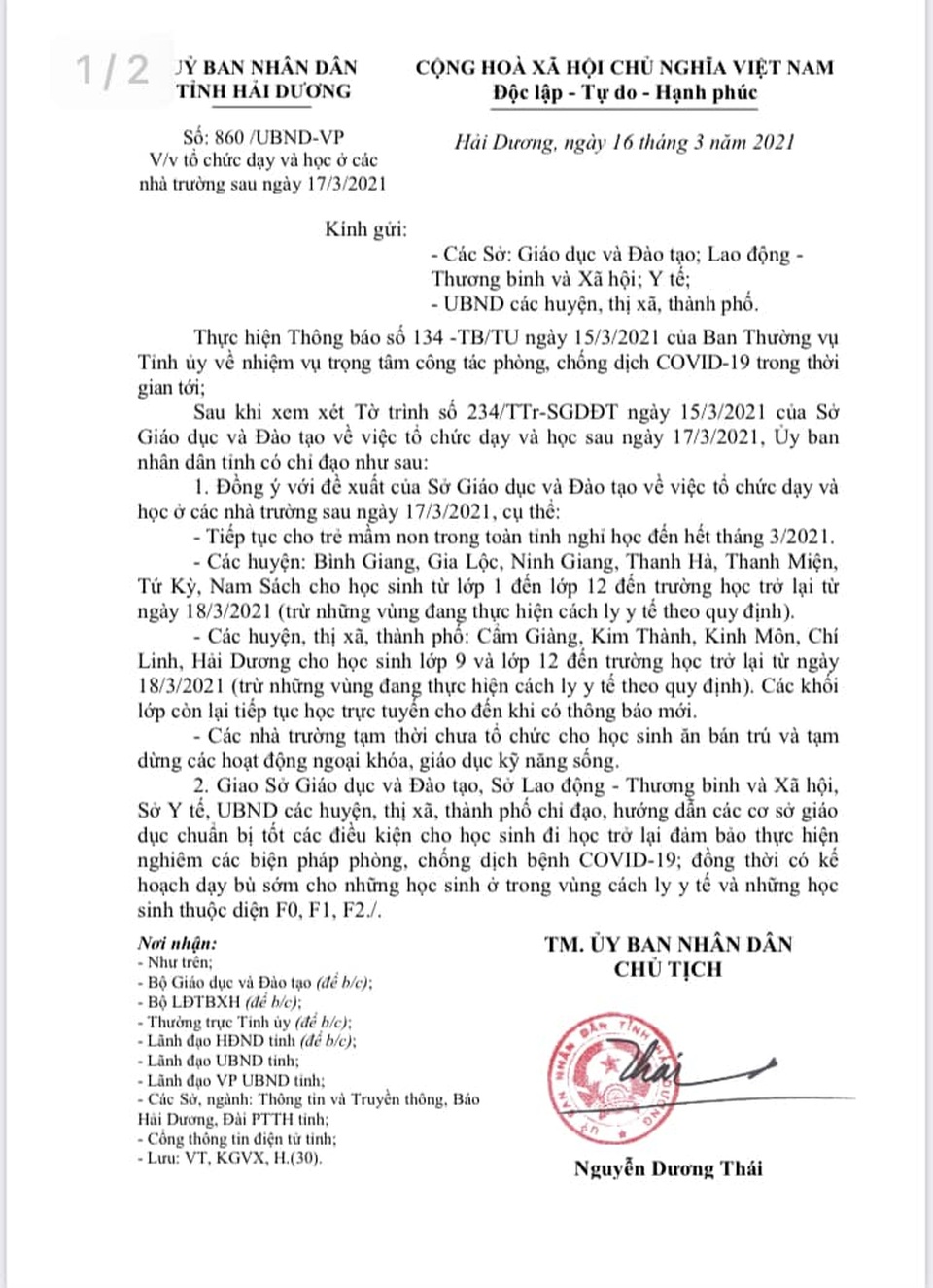 Hải Dương tiếp tục cho học sinh nghỉ học, trừ khối lớp 9 và khối lớp 12 - 2 Hải Dương tiếp tục cho học sinh nghỉ học, trừ khối lớp 9 và khối lớp 12 - 2