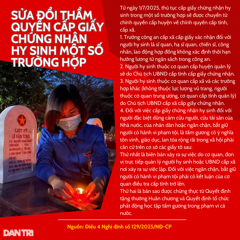 Chủ tịch xã, trưởng công an xã được quyền cấp giấy chứng nhận hy sinh - 2 Chủ tịch xã, trưởng công an xã được quyền cấp giấy chứng nhận hy sinh - 2