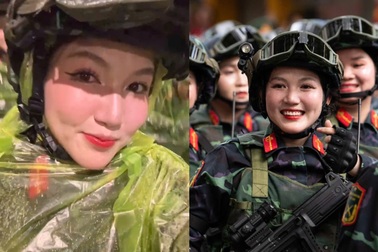 Nữ chiến sĩ biệt động gây sốt với đoạn clip 11 giây cười tươi giữa trời mưa