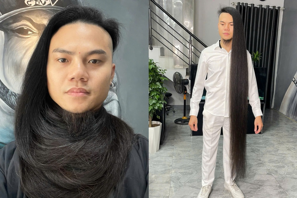 Chàng trai ở Hải Dương tóc dài 1,7m, mỗi ngày dành 1 tiếng gội đầu - 1 Chàng trai ở Hải Dương tóc dài 1,7m, mỗi ngày dành 1 tiếng gội đầu - 1