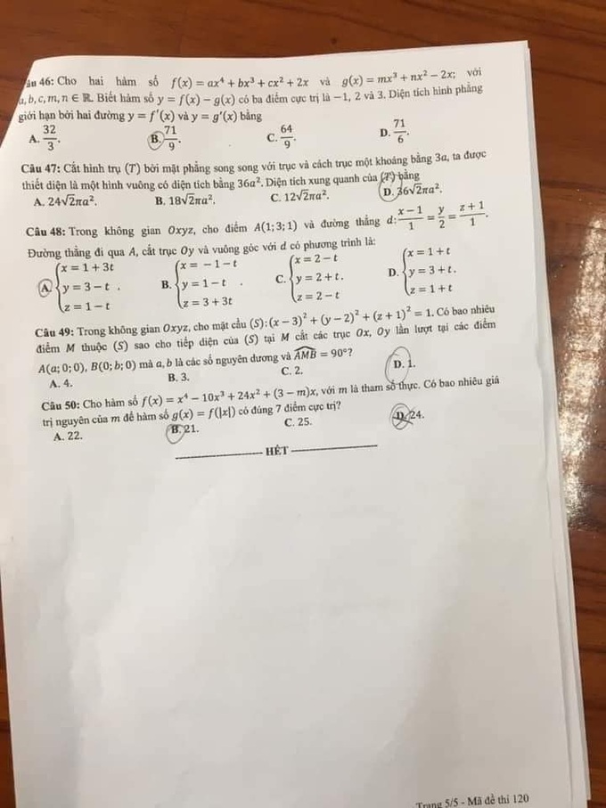 Đề Toán kỳ thi tốt nghiệp THPT 2021, đợt 2: Đỉnh của phổ điểm sẽ ở mức 7 điểm - Ảnh 7.