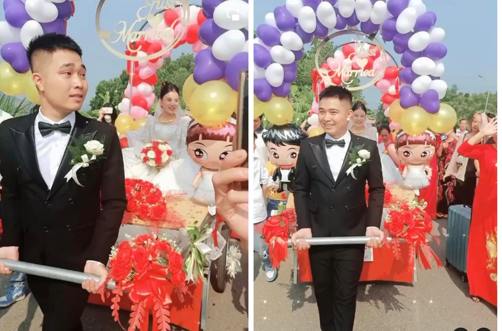 Màn rước dâu bằng xe mui trần độc lạ gây bão mạng của chú rể Tuyên Quang - 1 Màn rước dâu bằng xe mui trần độc lạ gây bão mạng của chú rể Tuyên Quang - 1