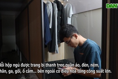 Cận cảnh bên trong hộp ngủ chỉ rộng 1,5-2m2 ở Hà Nội