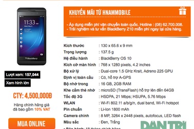 Blackberry Z10 giảm giá "sốc", nhiễu loạn thị trường