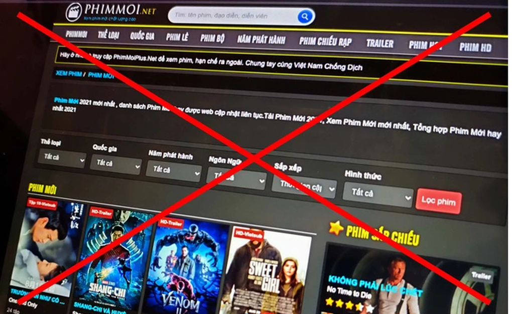 Phimmoi.net, một trong những trang web xem phim lậu lớn nhất tại Việt Nam, đã bị ngăn chặn.